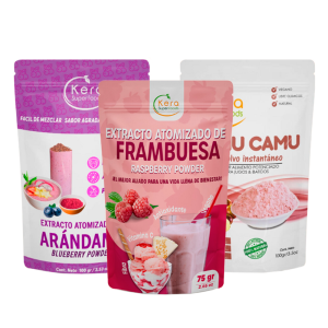 Atomizados: Arándano 100g, Franbueza 75g, Camu Camu 100g