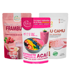 Atomizados: Frambuesa 75g, Acaí 100g, Camu camu 100g