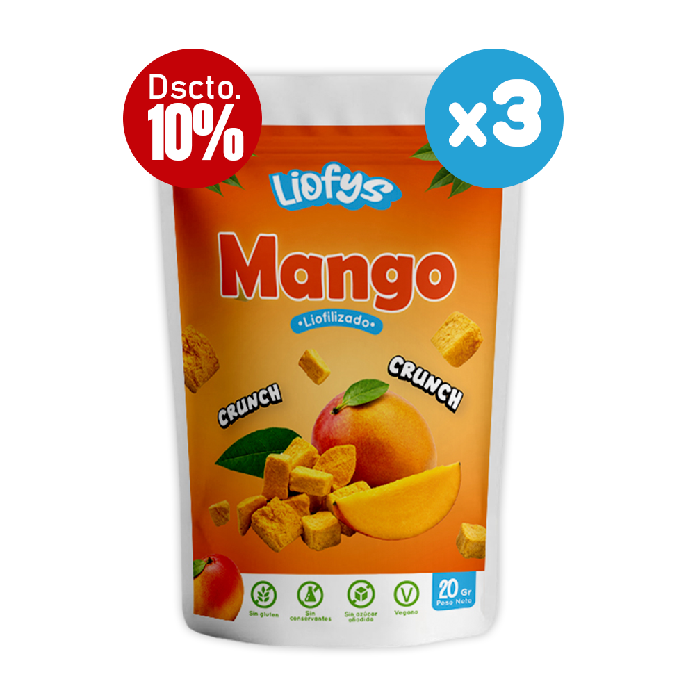 Mango Liofilizado Crunchy Pack x3 – Snack Natural de Fruta Premium