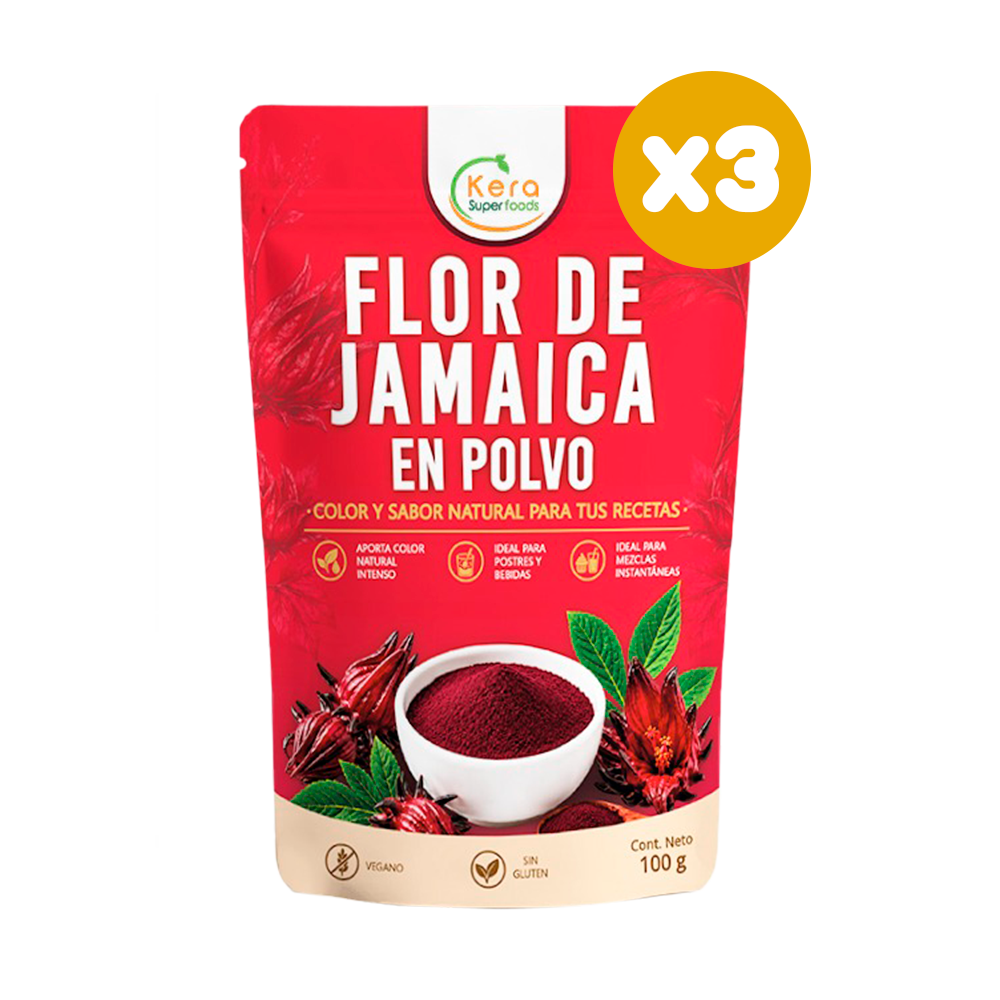 Flor de Jamaica en polvo 1kg x3